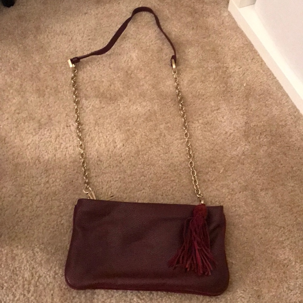 Burgundy bag with tassel from Ann Taylor